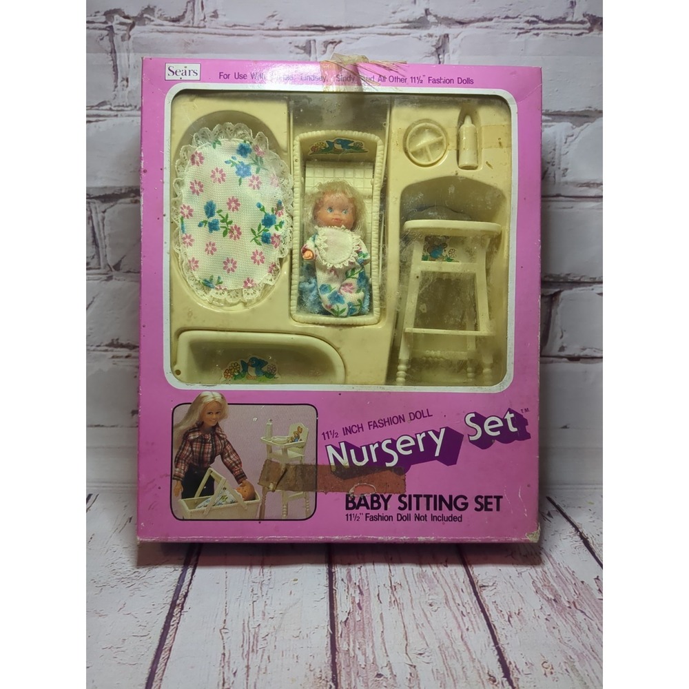 Vintage 1976 Sears Exclusive Baby Sitting Nursery Set for Barbie type dolls